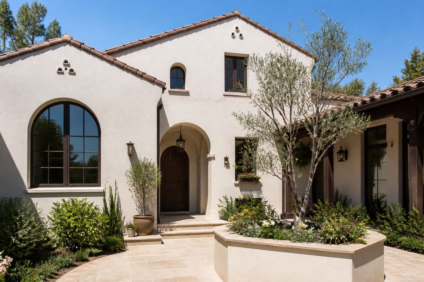 Sunbelt stucco house with a tiled roof